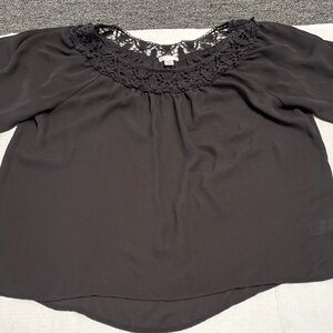 Xhilaration Black Crochet Neckline Blouse